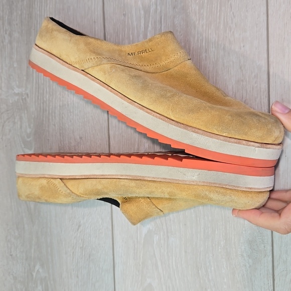 Merrell Women Juno Camel Leather Mule Clog shoes Platform shoes sz 10 - Picture 9 of 11